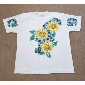Vintage Brush Works Hand Painted Embossed Stones Women's T-Shirt One Size
